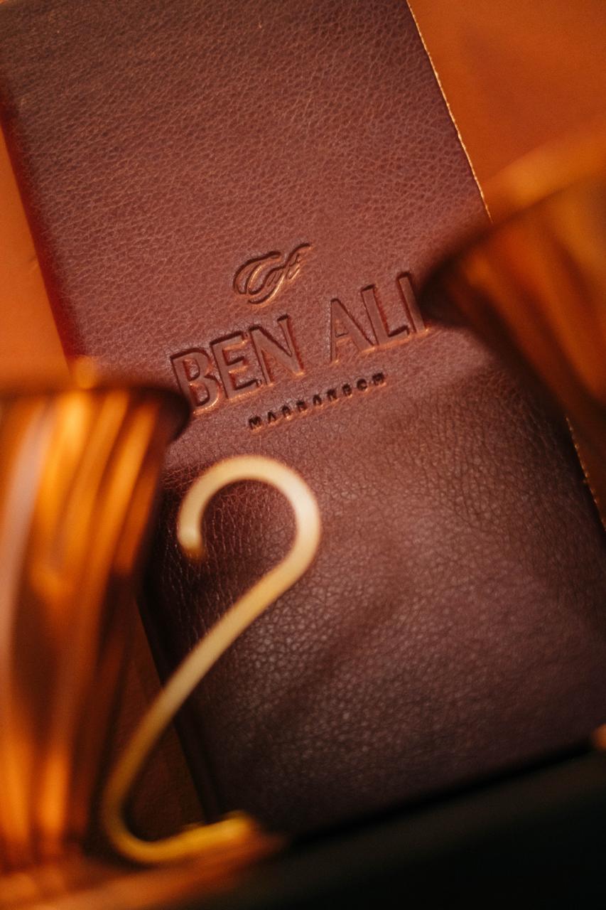 The leather-bound Ben Ali menu