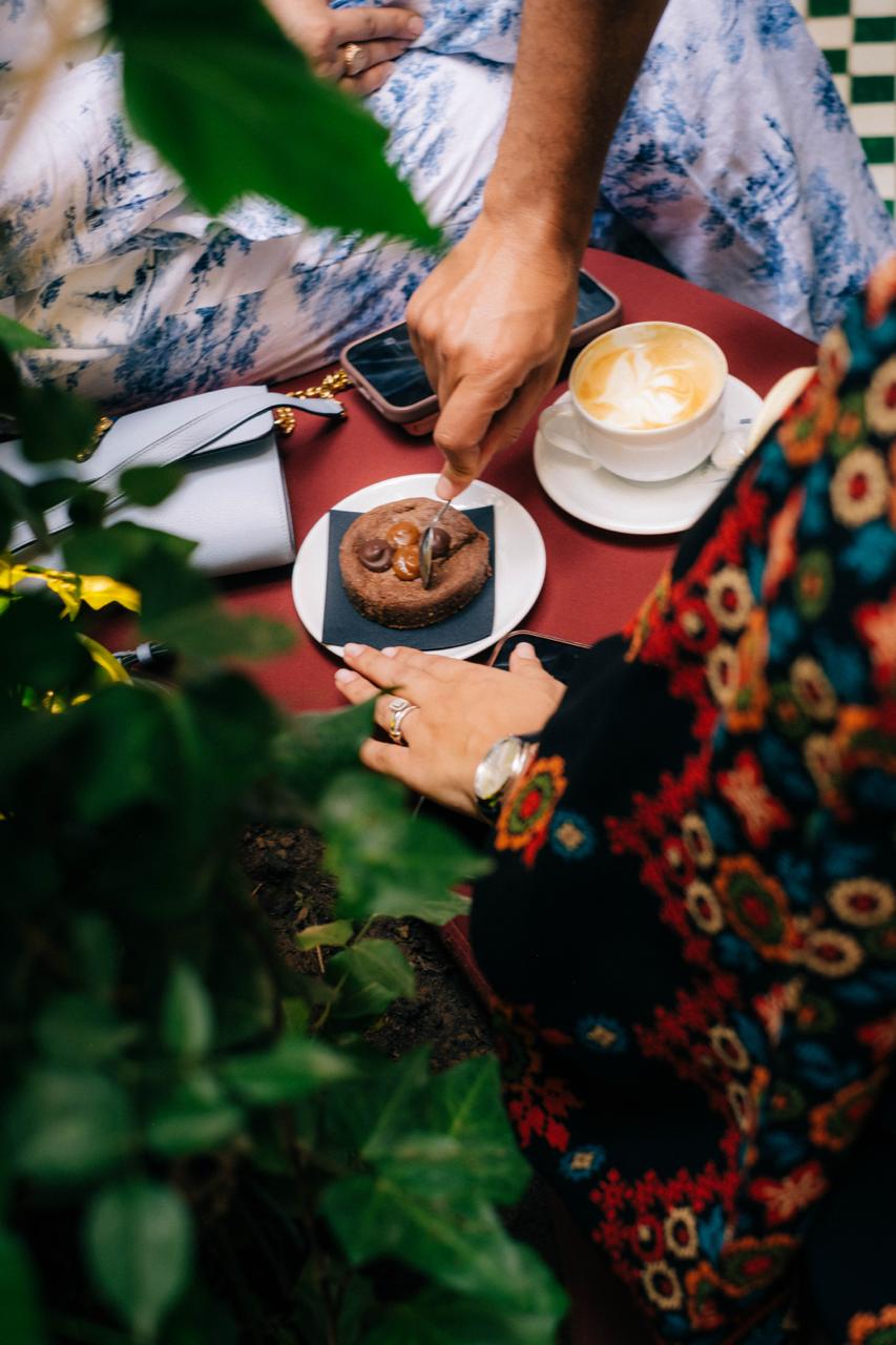 Coffee and pastry in the courtyard